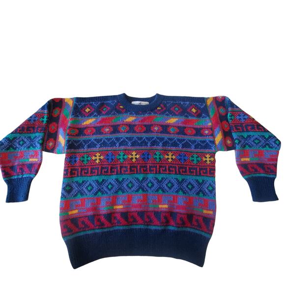 VTG Peruvian Connection Sweater M 100% Alpaca Bolivia Handmade Ethnic Geometric - Picture 7 of 12